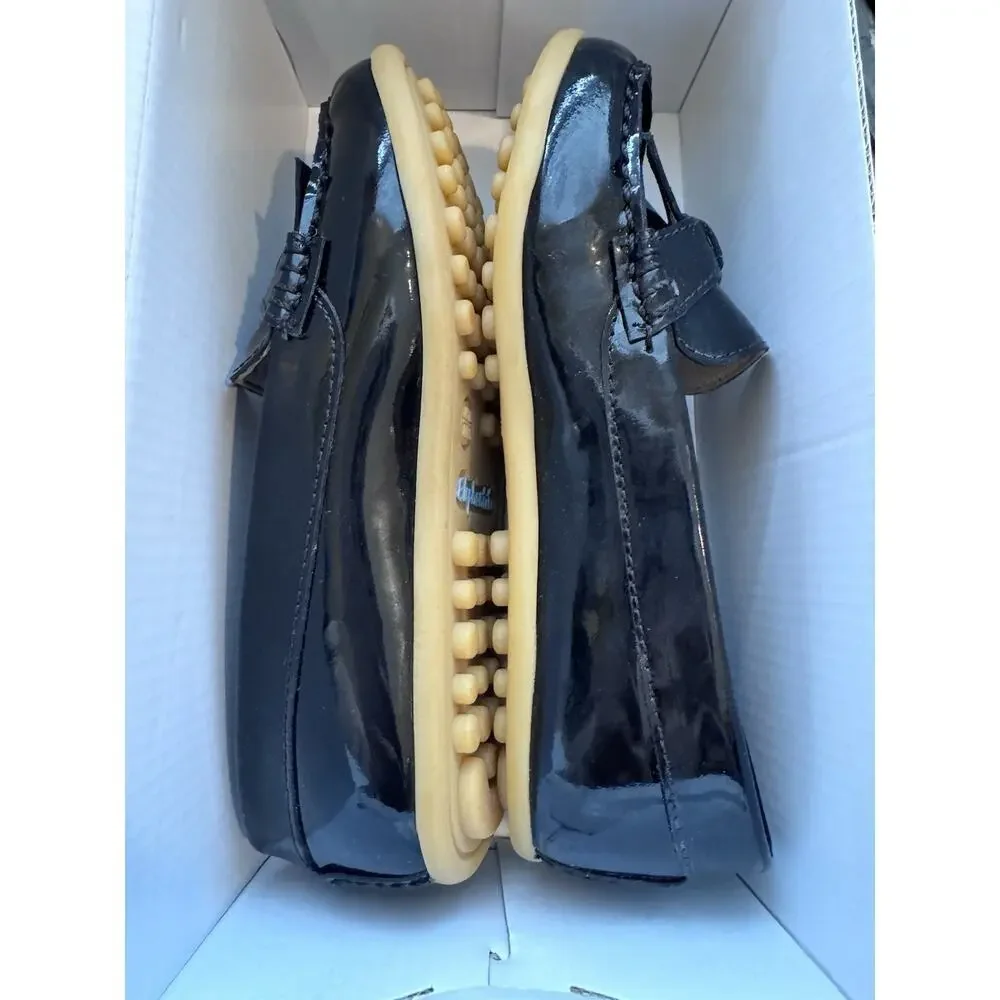 Elephantito Bow Moccasin Black Patent Leather Little Girls 11.5 NIB $80 MSRP